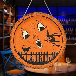 New Vintage Style Halloween Witch, Black Cat & Moon Sign